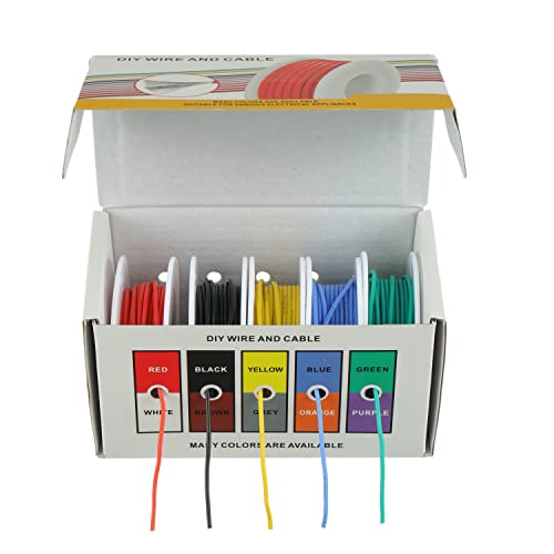 BOJACK 24 AWG Silicone Hook Up Wire Kit with Heat Shrink Tubing & Mini Stripper