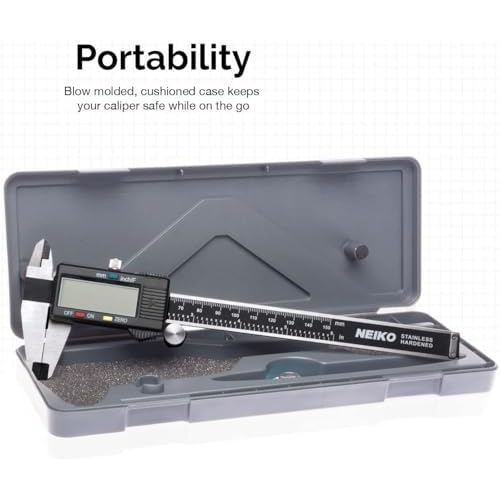 NEIKO 01407A Electronic Digital Caliper Measuring Tool, 0 - 6 Inches Stainless Steel Construction with Large LCD Screen Quick Change Button for Inch Fraction Millimeter Conversions, Digital Caliper Measuring Tool