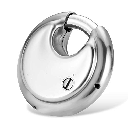 Rohuis Round Combination Lock, Uncuttable Combination Disc Padlock, 3/8 Inch Shackle Outdoor Combo Lock Discus Pad Lock for Storage Unit, Garages, Fences (2 Pack) Silver 2pcs