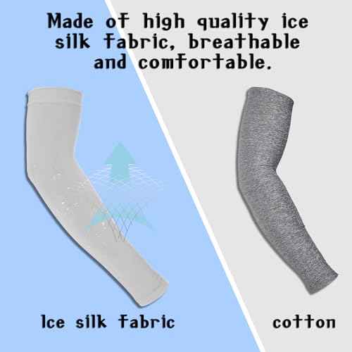 3Pairs Kids Arm Sleeves Thinly UV Sun Protection Cooling Arm Compression Sleeves, Outdoor Sport Breathable Elastic Ice Sleeve for Youth Boys Girls (7-12 Years) (Black&White&Grey)