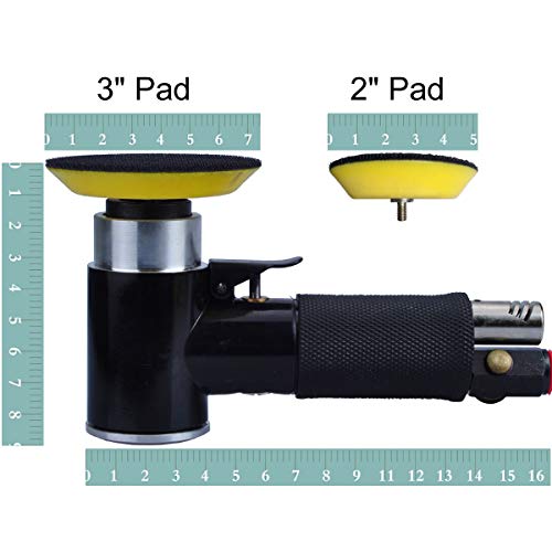 PROSHI 2" & 3" Dual Action Mini Air Sander Kit with Pads & Accessories - Pneumatic Orbital Polisher for Auto, Wood, Metal