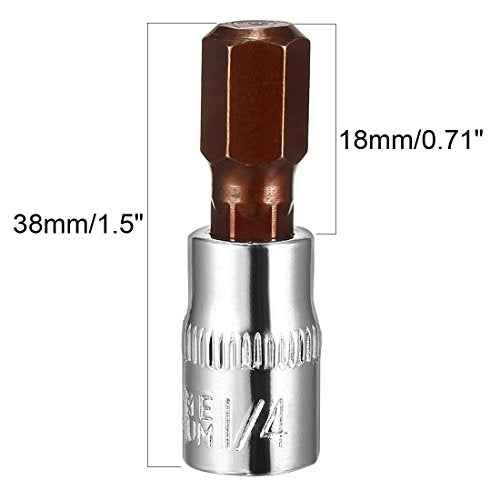 uxcell 2pcs 1/4" Drive x H8 (8mm) Hex Bit Socket, S2 Steel Bits CR-V Sockets 1.5" Length Use with Ratchet Wrench, Slide Bar, Extension Rod