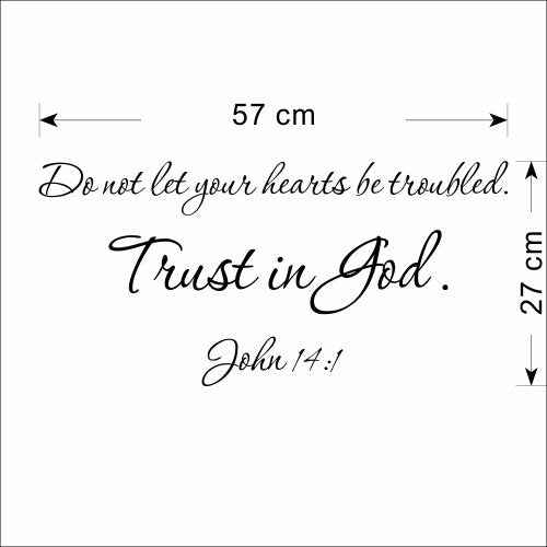 Black 22" X 10" Do not let Your Hearts be Troubled. Trust in God. John 14:1 Art Home Mural D?cor