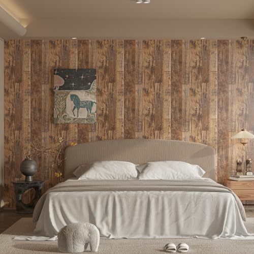 TANONE Wood Contact Paper with Installation Tools, Kitchen Peel and Stick Wallpaper, Self Adhesive Removable Wallpaper Countertops Waterproof 17.5" X 118.1"