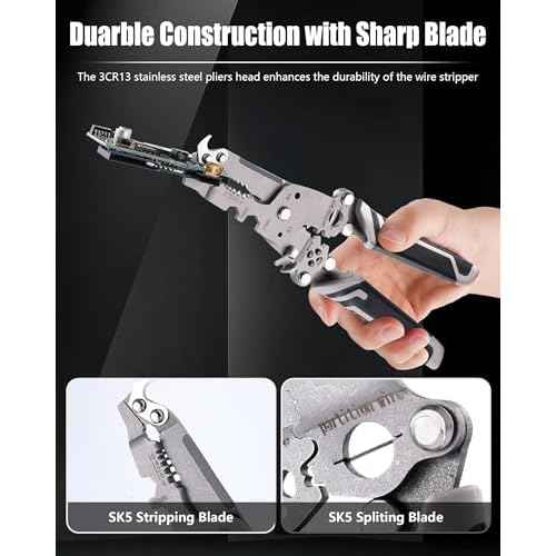 18 In 1 Foldable £×ire Stripper Crimper, Multifunctional Folding Wire Stripping Tool, Wire Strippers Electrical£¬Electric Cable Stripper, Cable Cutters with Plier, Crimper, Twister, Splitting, 1pcs