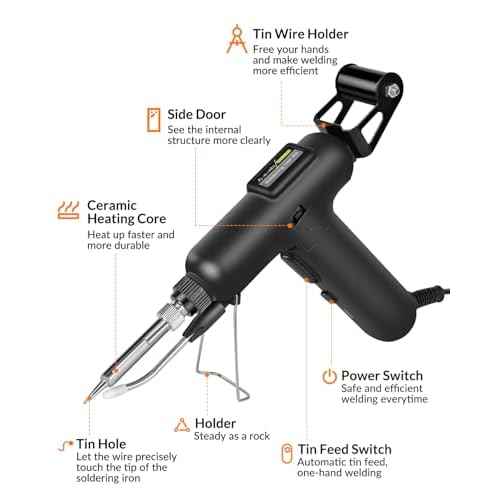 Soldering Iron Kit, 80W 110V Automatic Soldering Gun with Ceramic Heater, 8-in-1 Fast Heating Soldering Kit Includes Iron Tips, Solder Wire, Desoldering Pump, Tweezers for Repairs and DIY