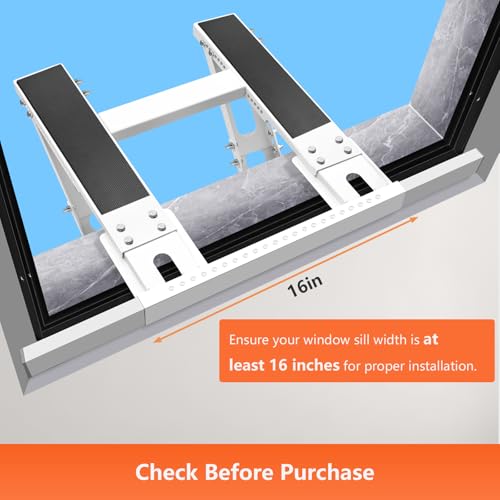 No-Drill Window AC Support Bracket - Adjustable Heavy Duty Steel Holds 300lbs, Easy Install, Compatible with Single/Double Hung Windows, CAT SO RICH