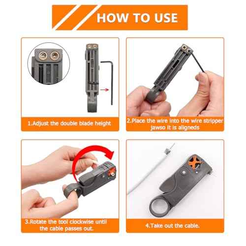 Rotary Coaxial Cable Stripper Cutter Tool, Cable Stripper Coaxial Wire Coax Stripping Tool RG6 RG62 RG58 RG59 Universal (Pack of 2)