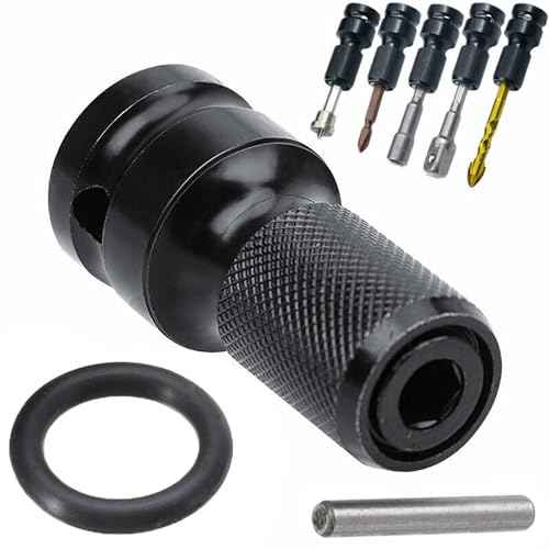 8Pcs Set 1/2 inch Square Drive to 1/4 inch Hex Female Socket Adapter Conversion Chuck Adapter Pins and Washers Magnetic Double Ended Screwdriver Bits Suitable for Impact Air and Electric Wrench