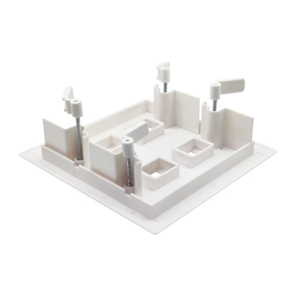 Keystone Wall Plate, Built-In Mounting Bracket, 2 Gang, Supports Jack or Modular Inserts, In Wall Patch Panel - White (4 Port)