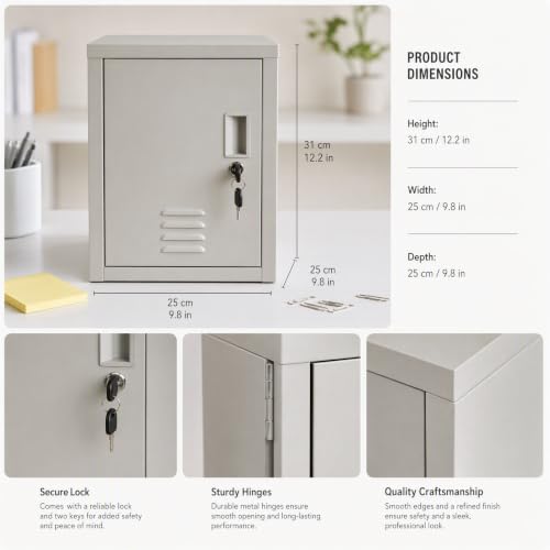Lockable Metal Storage Cabinet With 2 Compartments – Home Office Locker