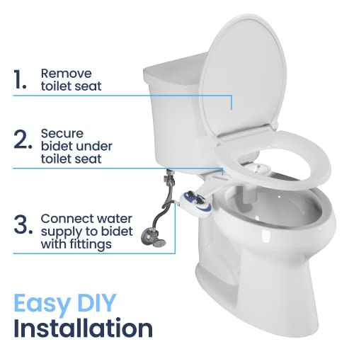 LUXE Bidet NEO 185 - Dual Nozzle, Self-Cleaning, Non-Electric Bidet Attachment for Toilet Seat, Adjustable Water Pressure, Rear & Feminine Wash (White)