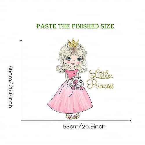 Lovely Pink Little Girl Princess Wall Stickers, sacinora Cartoon Wall Decals Removable Vinyl for Nursery Kids Baby Living Room Bedroom Children's Room Playroom Art Decorations