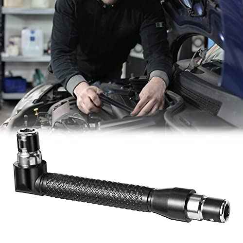 Double-Headed L-Shaped Socket 1/4 Inch Hex Socket Wrench 90 Degree Right Angle Screwdriver Adapter with 10Pcs Various Angled Screwdriver Bits Tool