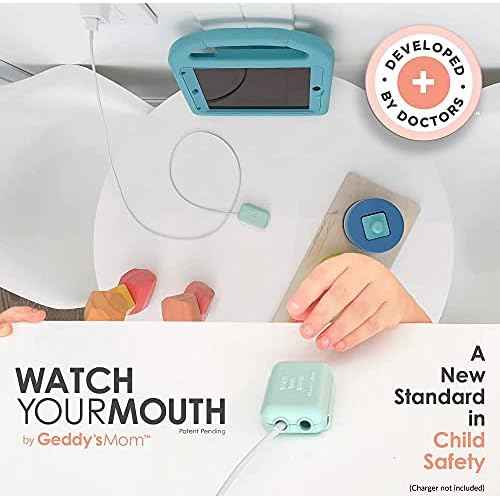 Geddy¢¥s Mom Watch Your Mouth USB Charger Protector Award-Winning Baby Proof Cord Protector| BPA & Phthalate-Free Charger Protector | Electrical Safety Baby Products (3-Pack, White)