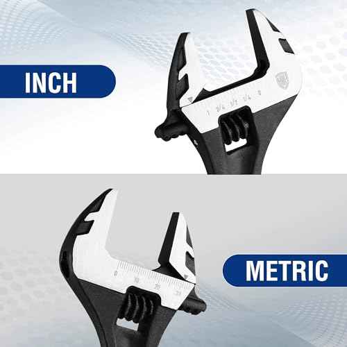 WORKPRO 8" Adjustable Wrench, Black Oxide Wrench 8 Inch with Inch/Metric Scale, Premium Cr-V Steel