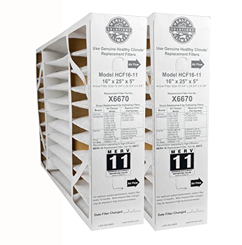 Lennox Healthy Climate X6670 16x25x5 MERV 11 Air Filter (2-Pack) HCF16-11