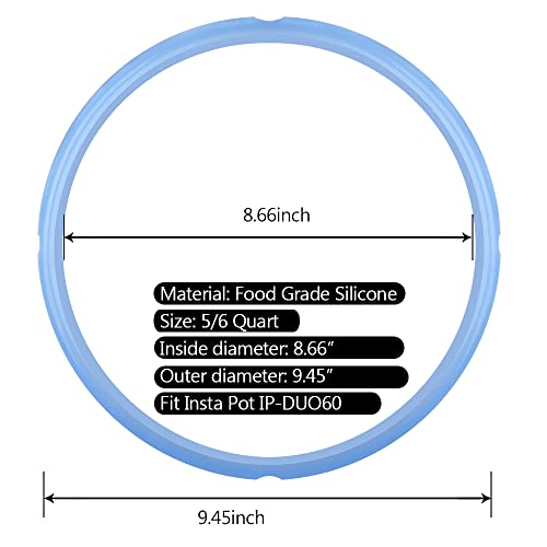 3-Pack 6 Qt Instant Pot Sealing Ring Replacement Gasket - Food-Grade Silicone, blue/black/clear