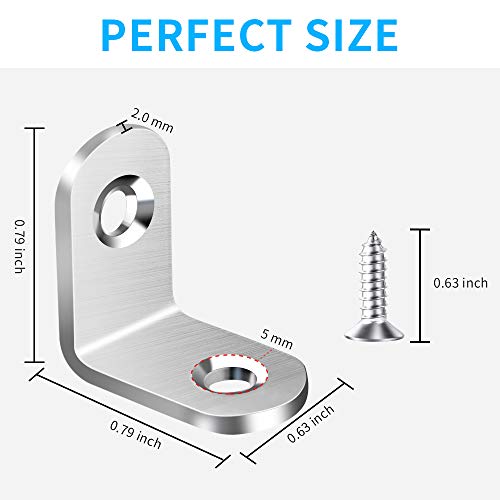 Vicuna R 20mm Stainless Steel Corner Brackets 40 pcs with Screws, Silver
