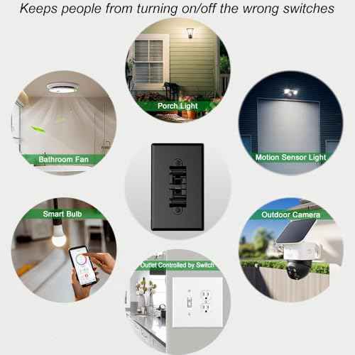 Light Switch Cover Guard,Toggle Lightswitch Coverplate Lock,Child Proof Switch Plate Cover Prevents Kids or Accidental Turned On/Off, (Gloss Black, 4 Pack)