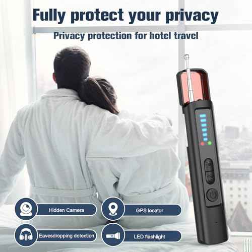 Hidden Camera Detectors, Portable Camera Detectors, Bug Detector Rf Wireless Signal Scanner, GPS Tracker Detector for Home, Hotel, Travel, Office, Bathroom, 6 Levels Sensitivity