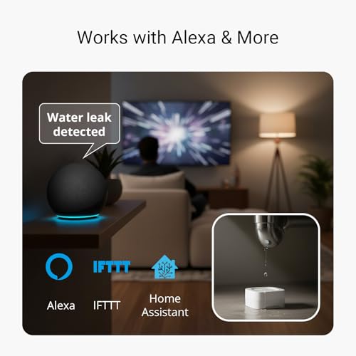 YoLink Water Leak Sensor 4-Pack with 105dB Alarm and Hub - Smart Water Detection Kit, Long-Range IoT Security System