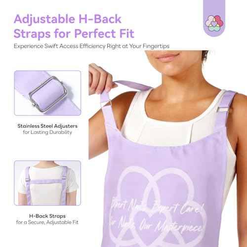 SAVILAND Advanced Nail Tech Apron: Waterproof with Multiple Pockets Stain-Resistant Professional Cosmetics Apron Adjustable Salon Aprons for Manicurist Technician Artist Women Cosmetology Smock