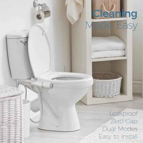BIGCOW Ultra-Slim Bidet Attachment for Toilet - Dual Nozzle (Frontal & Rear Wash) with Adjustable Cold Water Pressure and Stainless Steel Inlet - Hygienic Solution for Fresh Cleanliness