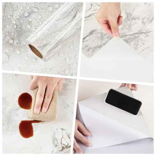 Beige/Gold Marble Peel and Stick Countertops Self Adhesive Marble Contact Paper for Countertops Stain Resistant Gold Granite Wallpaper Removable Vinyl Wrap for Kitchen Bathroom 15.8'' x 78.7''
