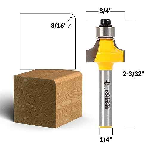 YONICO Roundover Router Bits Edge Forming 3/16-Inch Radius 1/4-Inch Shank 13062q