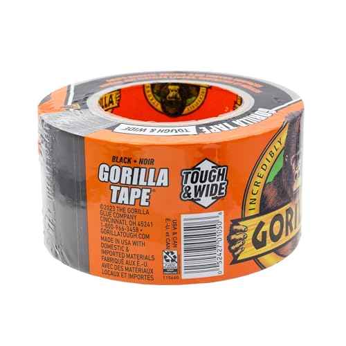 Gorilla Tape Tough & Wide, Black Tape, 2.88" x 25 yd (Pack of 1) - Heavy Duty and Weather Resistant for Indoor or Outdoor