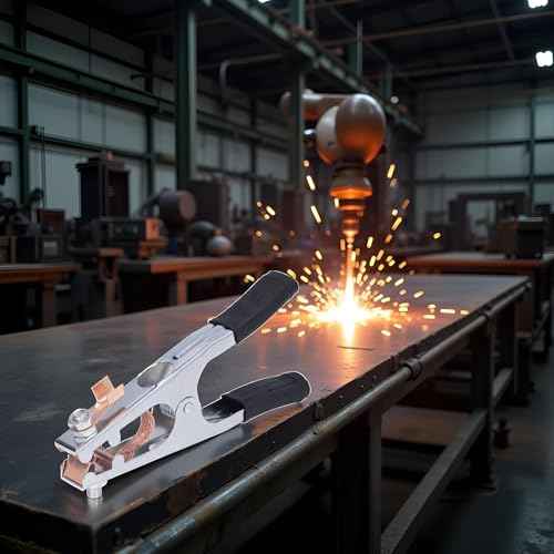 Black Metal 500A Electroplated Welding Earth Clip Machine Copper Soldering Ground Clamp With Rubber Sleeve,Copper Grounding Clip for Manual Welder,Welding Equipment and Accessories