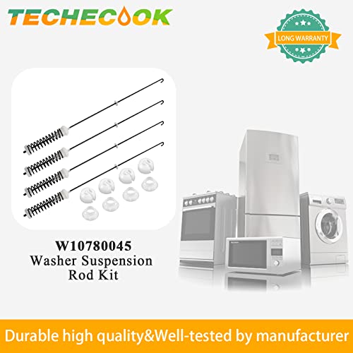Techecook W10780045 Washer Suspension Rod Kit (4 Pack) for Whirlpool/Kenmore Amana