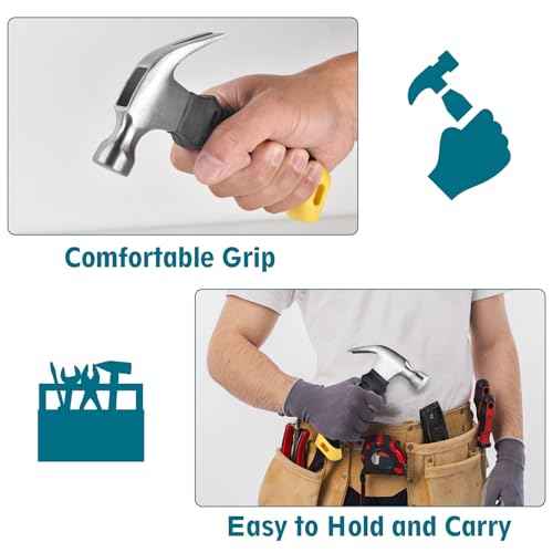 Small Claw Hammer - Mini Hammer for Women&Kids, Camping Hammer, Stubby Tack Hammer, Nail Hammer with Magnetic (Purple)