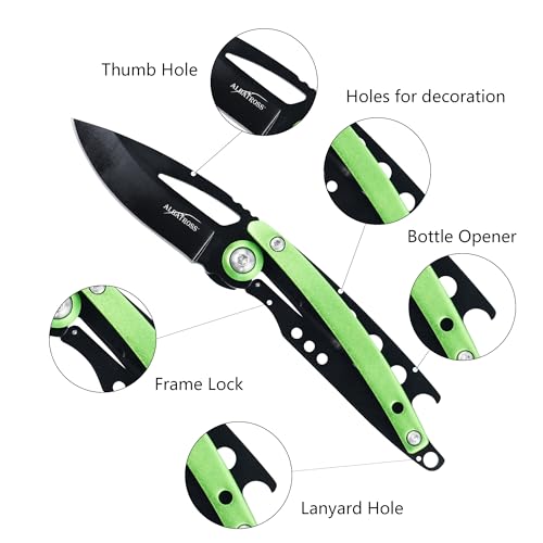 ALBATROSS Ultra-Compact Pocket Folding Knife - 3.4" Closed EDC Knife for Packages & Daily Tasks - Sleek Green Design with Bottle Opener, Lightweight 1.4 oz, AS-19205(Green)