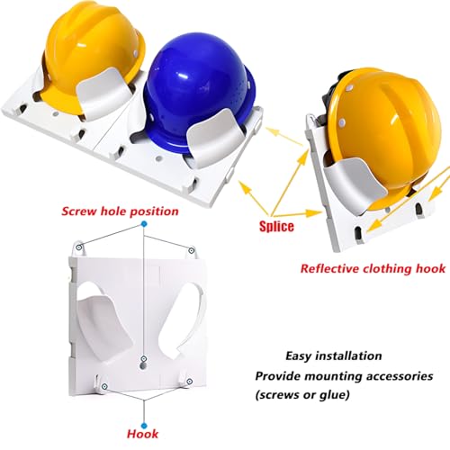 Hard Hat Rack 3 Pcs, Hard Hat Storage Rack Hard Hat Helmet Holder,Hard Hat Placement Hanging Rack for Workshop Office Living, Hard Hat Rack Display Rack (Hook style)