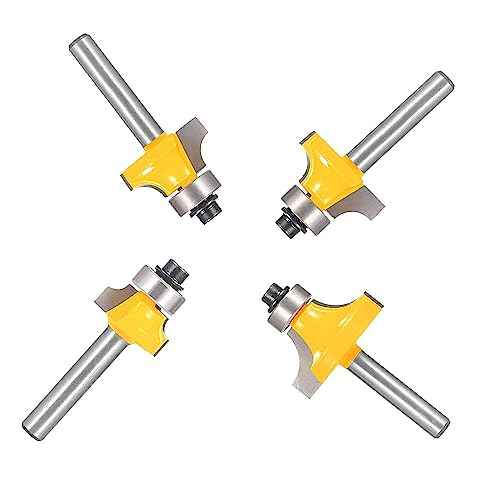 Roundover Router Bit Set£¬4pcs Router bit Set£¬1/4 inch Shank£¬Radius in 1/8", 1/4", 3/16", 5/16"£¬Bearing Guide for Rounding Edge bit (4pcs Roundover Router Bit)