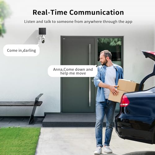 SEHMUA White 2-Pack 2K Solar WiFi Security Cameras with Pan/Tilt, Night Vision, Two-Way Audio