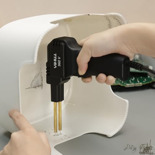 YIHUA 960-V Portable Plastic Welding Kit Hot Stapler with LED Light, 200 Hot Staples, Assistive Cutter for Plastic Crack Repair, Car Bumper Repair, Gas Tank Plastic Repair, Handy Tool for Car Dash