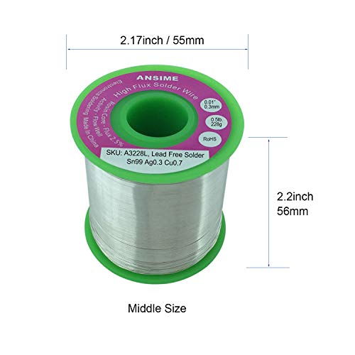 Fine Solder Lead Free Solder Wire Thin 0.3mm 0.01inch 0.5lb Rosin Core Flux Solder Wire Alloy Fine Electrical Soldering Wire Electronics Soldering RoHS Fast Melting Electric Solder