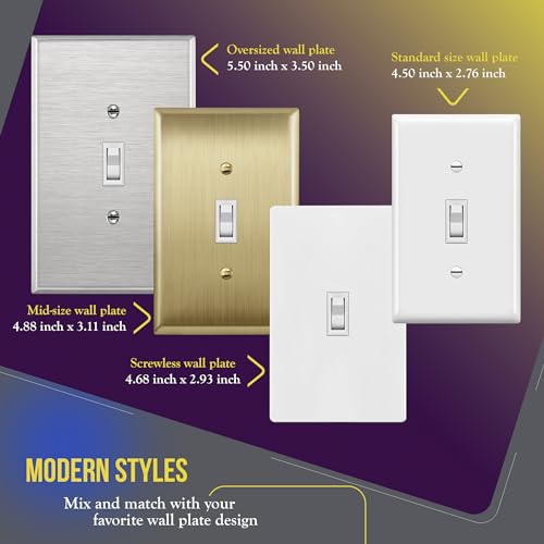 ENERLITES 10 Pack White Single Pole Toggle Light Switch - Without Wall Plate