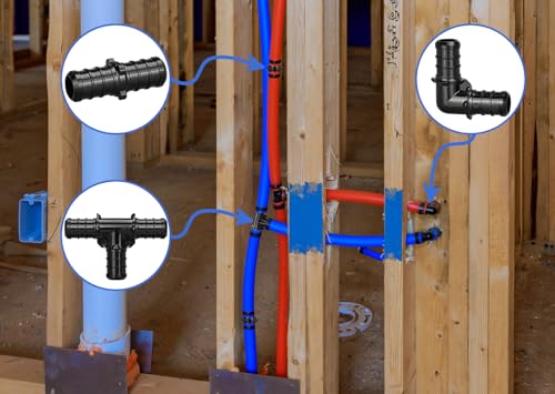 PXZBLG 30pcs 1/2" Poly PPSU Barb Crimp PEX Fittings Set - No Lead, Compatible with Water & Heating Systems