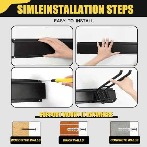 64'' Garage Tool Organizer Wall Mount, 18 PCS Adjustable Garden Tool Hanger Rack, Garage Hooks Heavy Duty, Shovel Holder Wall Mount, Storage Hooks for Hanging in Garage