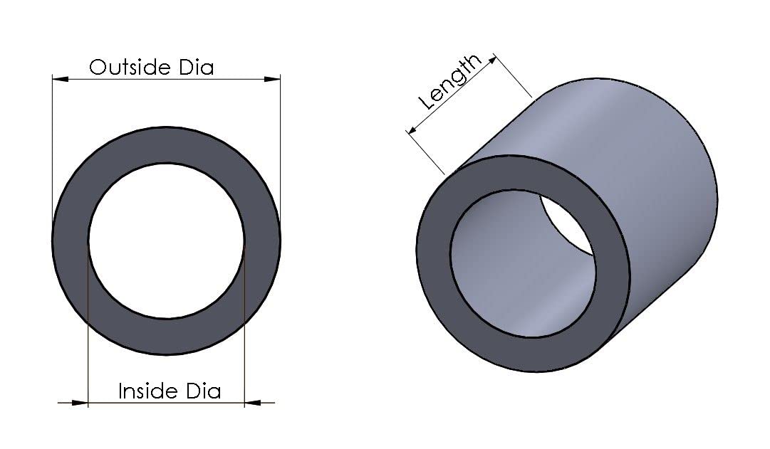 Aluminum Spacer 3/4" OD x 5/16" ID x Choose Your Length, Round Spacer Unthreaded Standoff Bushing Plain Finish, Fits Screws Bolts 5/16" or M8 by Metal Spacers Online (1/2" Length, 10 Pack)