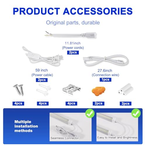 XLNYUUI 4FT 2-Pack LED Shop Lights 50W Daylight 7000LM Garage Warehouse Workbench
