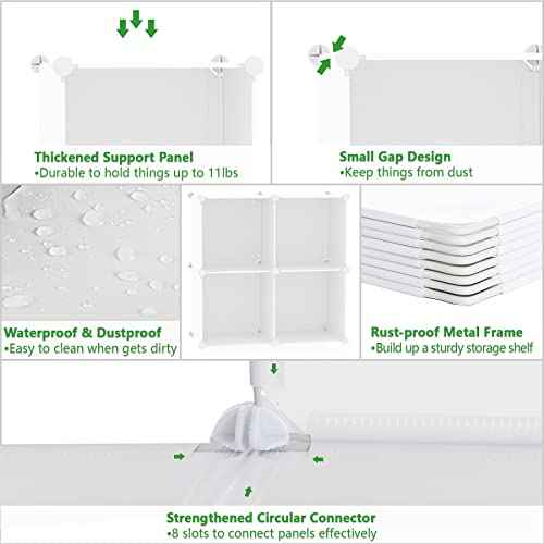 C&AHOME Cube Storage Organizer, 4-Cube Shelves Units, Closet Cabinet, DIY Plastic Modular Book Shelf Ideal for Bedroom, Living Room, Office, 24.8" L x 12.4" W x 24.8" H Milky UPCS04M