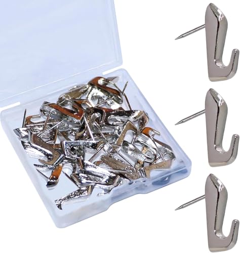 30 PCS Picture Hanging Nails, Thumb Tacks for Wall Hangings, Heavy Duty Wall Tacks for Drywall , Art, Posters, Photos, Hanging Kit with Nails & Hooks (Black)