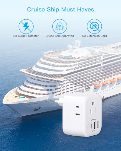 HANYCONY Foldable European Travel Plug Adapter US to Europe Type C 2 Pack