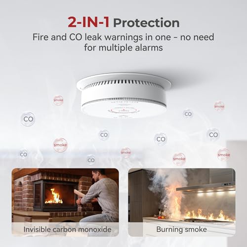 Siterlink Hardwired Smoke Detector Carbon Monoxide Detector Combo 10 Year Battery up, UL 217-9th Conforming, Interconnected Smoke & CO Alarm with Bilingual Voice Alerts, 1 Pack