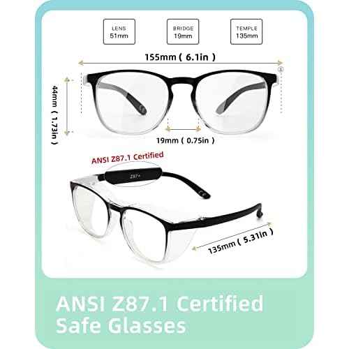 LianSan Oversize Anti-Fog Safety Glasses for Nurses, Z87.1 Certified Goggles for Women, Square UV Protection